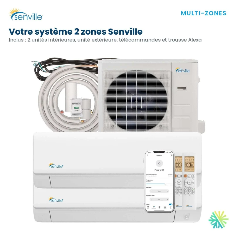 Thermopompe 2-Zones SENVILLE R454B | 27000 BTU