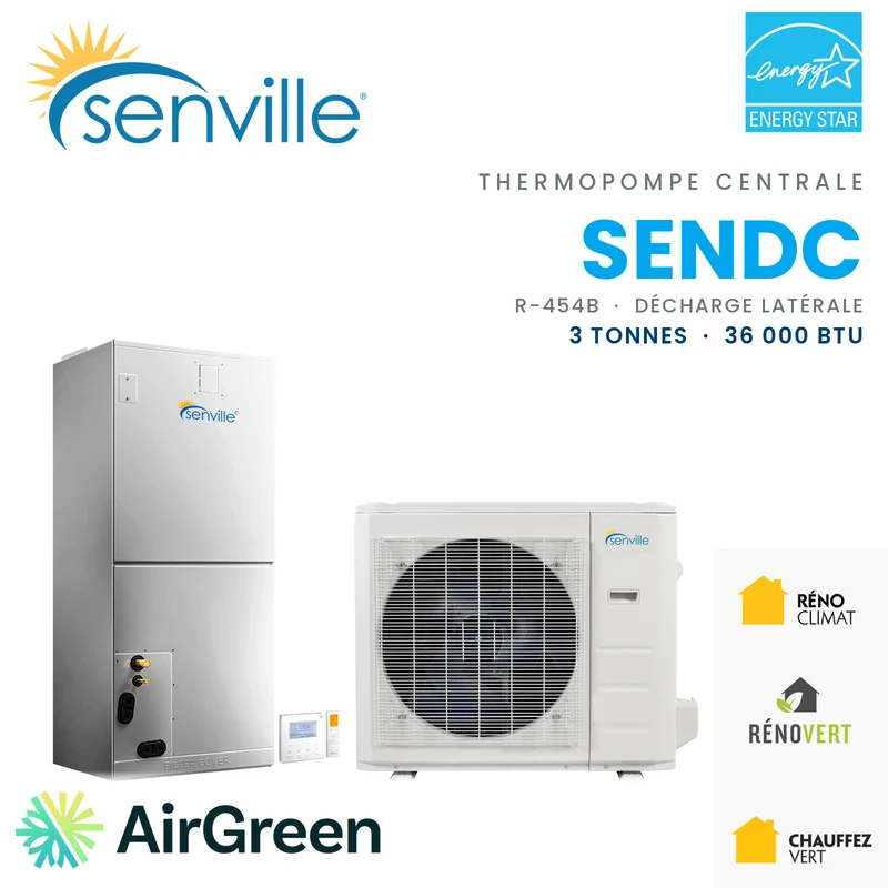 Thermopompe Centrale SENVILLE R454B | 3 Tonnes - 36000 BTU