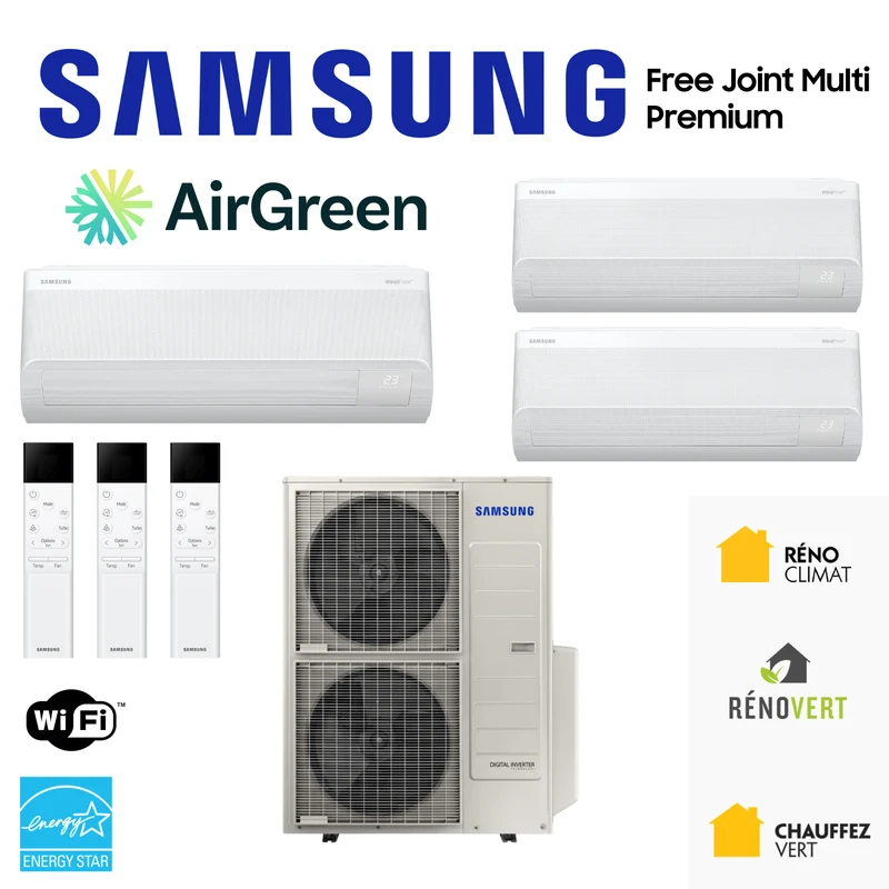 Thermopompe SAMSUNG Premium FJM | 3-Zones | Ext : 36 000 BTU