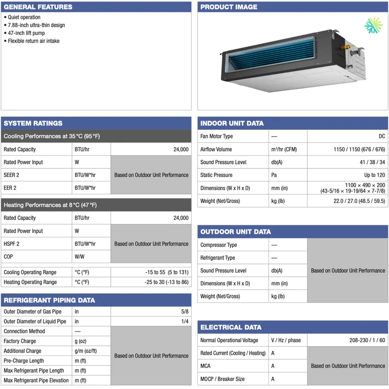 Thermopompe Conduits Gainables FORESTAIR E24 | 24000 BTU | Montréal & Montérégie