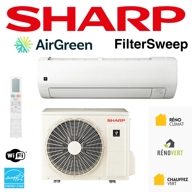 Thermopompe Murale SHARP FilterSweep | 12000 BTU | -30°C R32