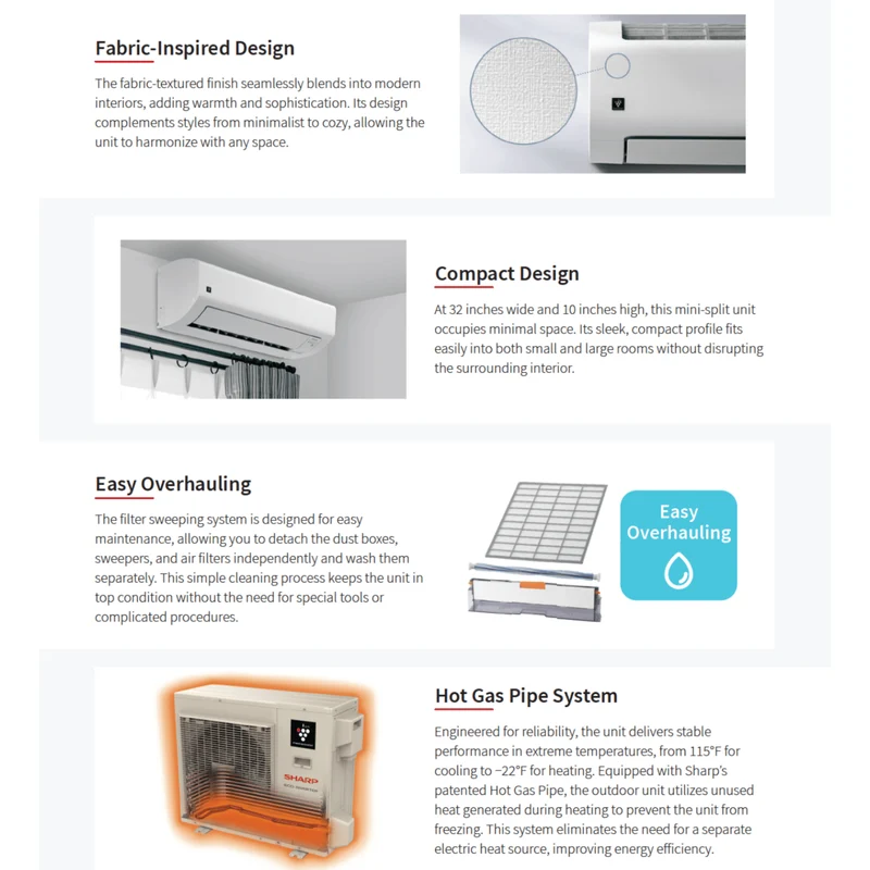 Thermopompe Murale SHARP FilterSweep | 12000 BTU | -30°C R32