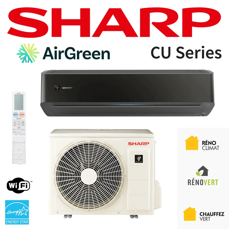 Thermopompe Murale SHARP CU-B Noir | 15 000 BTU | R32 -30°C