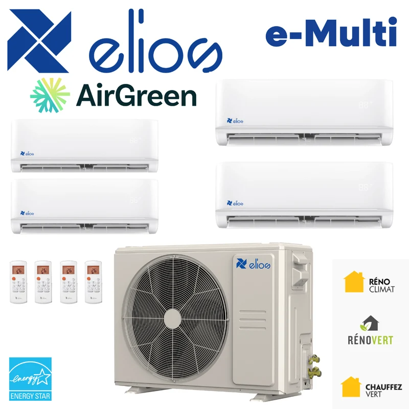Thermopompe ELIOS E-MULTI 4 Têtes + 27000 BTU Compresseur | Laval