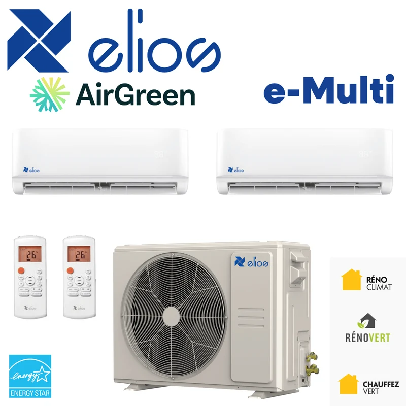 Thermopompe ELIOS E-MULTI 2 Têtes + 48000 BTU Compresseur | Longueuil