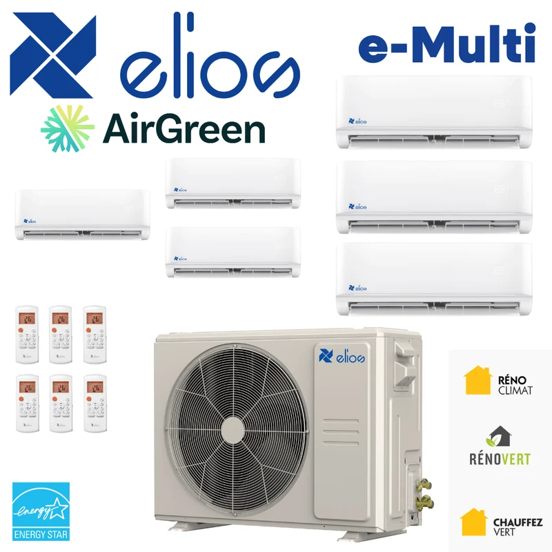 Thermopompe ELIOS E-MULTI 6 Têtes + 48000 BTU Compresseur | Longueuil