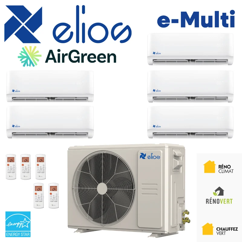 Thermopompe ELIOS E-MULTI 5 Têtes + 48000 BTU Compresseur | Longueuil