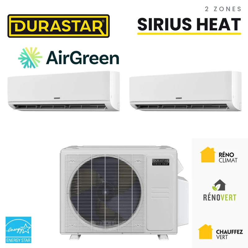 Thermopompe 2-Zones DURASTAR Sirius Heat | 36000 BTU - R410A