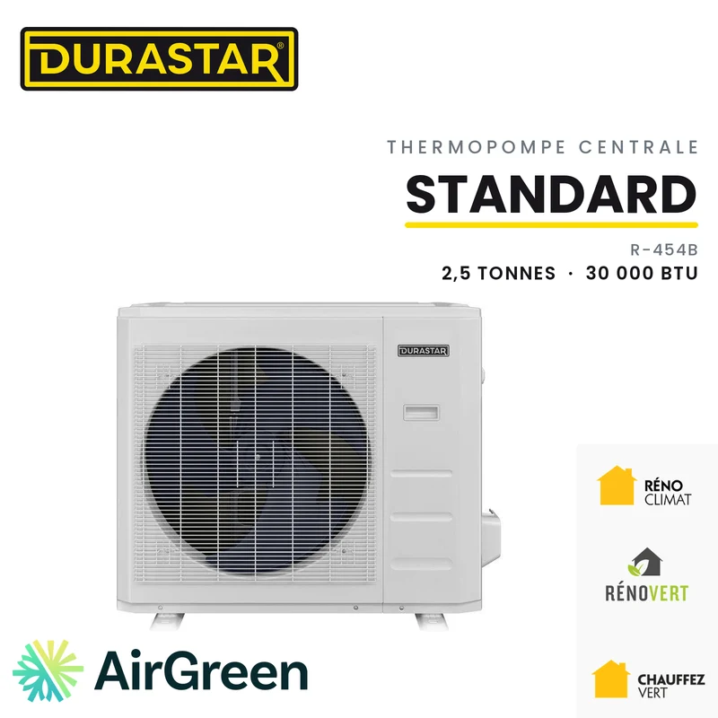 Thermopompe Centrale DURASTAR Standard | 2.5 Tonnes - 30000 BTU - R454B