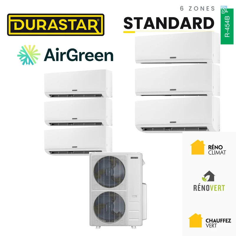Thermopompe 6-Zones DURASTAR Standard | 60000 BTU - R454B