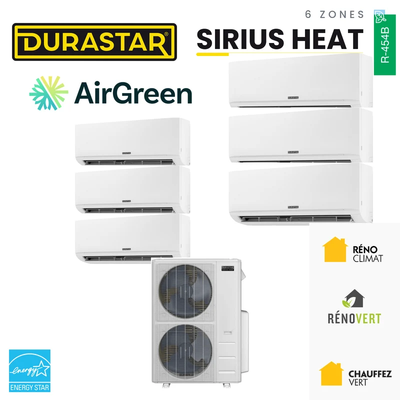Thermopompe 6-Zones DURASTAR Sirius Heat | 48000 BTU - R454B