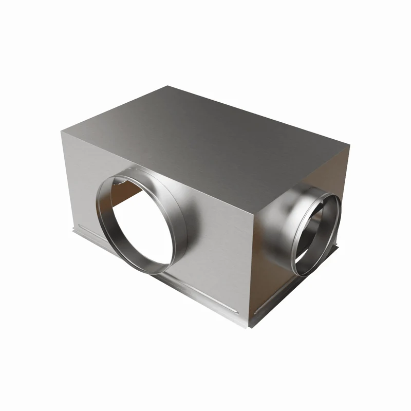 Plénum acier pour grille de reprise 600x400 mm - 2 piquages latéraux Ø 200 + 1x Ø 250 mm