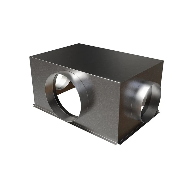 Plénum acier pour grille de reprise 600x400 mm - 2 piquages latéraux Ø 200 + 1x Ø 250 mm