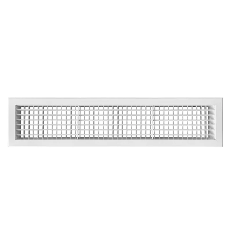 Grille de soufflage 800 x 200 mm double déflexion en aluminium blanc mat