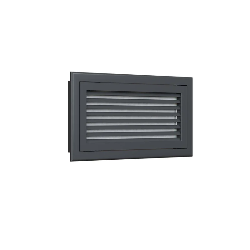 Grille de reprise porte-filtre à ailettes droites aluminium anthracite 400x200