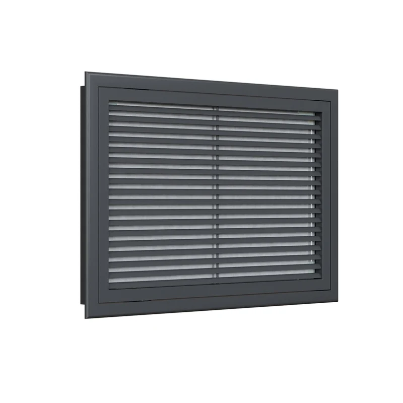 Grille de reprise porte-filtre à ailettes droites aluminium anthracite 600x400