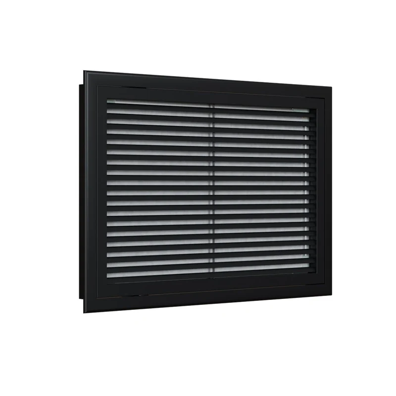 Grille de reprise porte-filtre à ailettes droites aluminium noir mat de 600x400