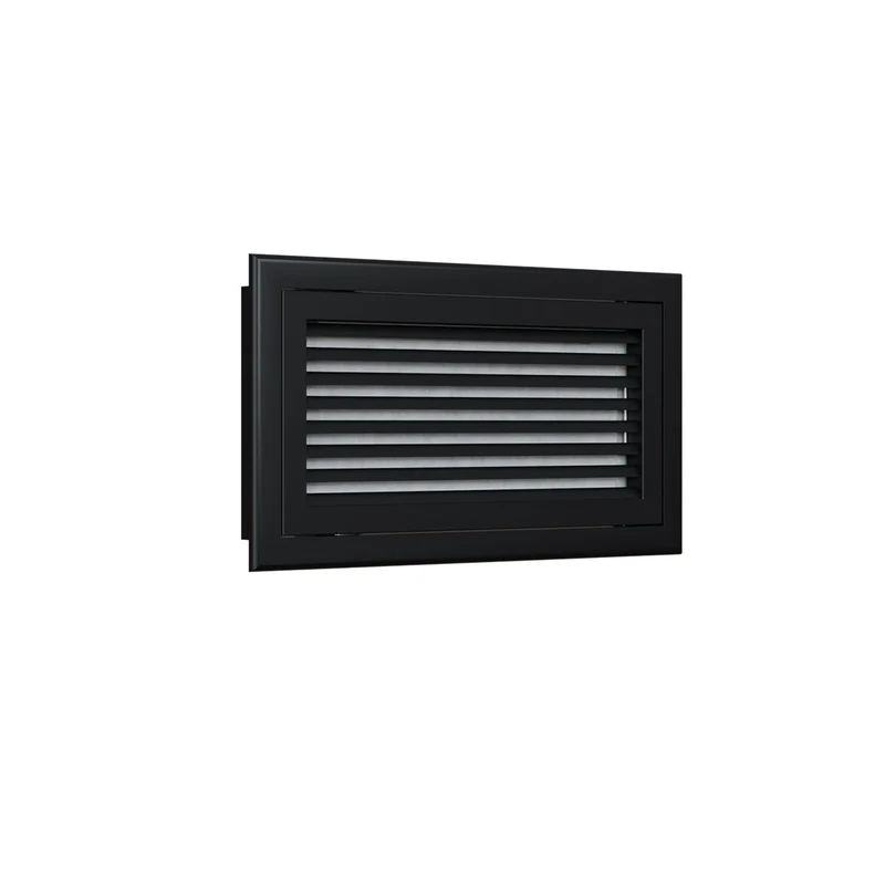 Grille de reprise porte-filtre à ailettes droites aluminium noir mat de 400x200