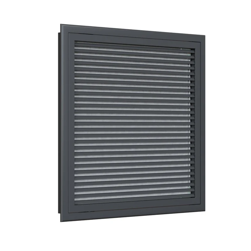 Grille de reprise porte-filtre à ailettes droites aluminium anthracite 600x600