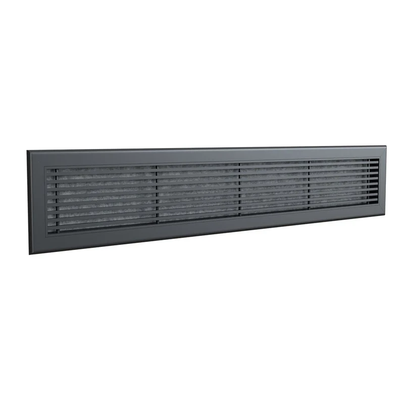 Grille de reprise linéaire en aluminium anthracite de 1000 x 150 mm avec filtre