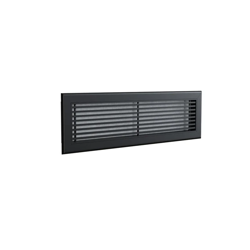 Grille de reprise linéaire en aluminium noir mat de 600 x 150 mm avec filtre