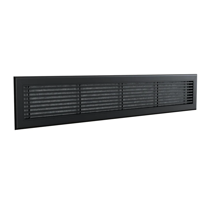 Grille de reprise linéaire en aluminium noir mat de 1000 x 150 mm avec filtre