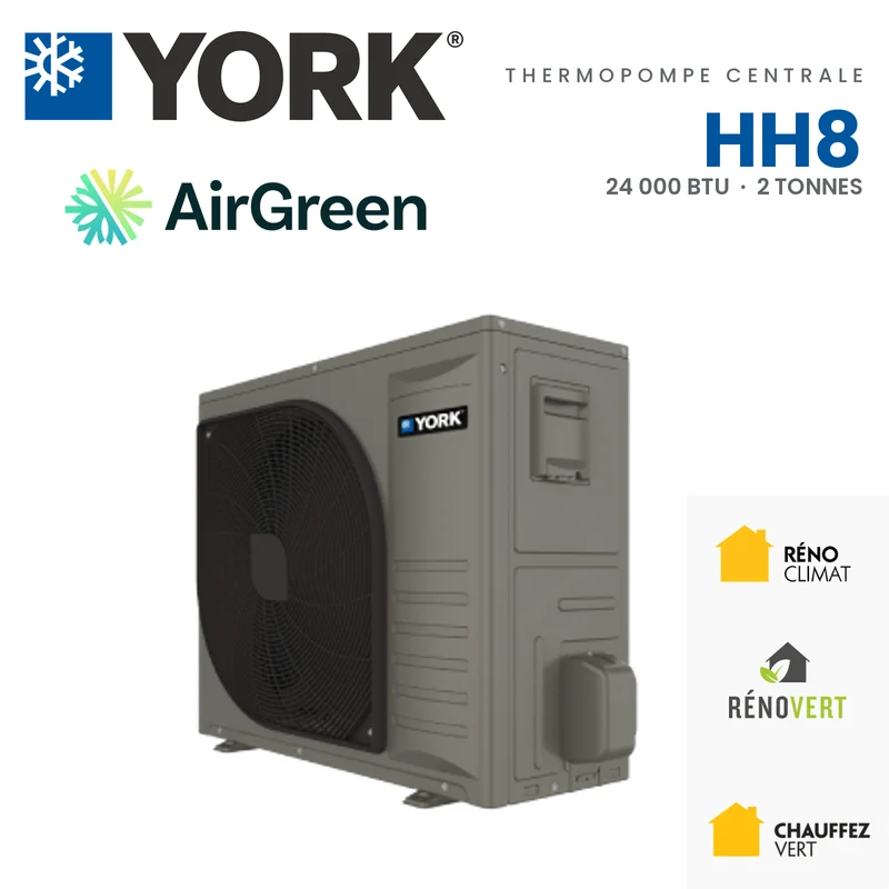 Thermopompe Centrale YORK HH8 variable speed 18 SEER2 (cold climate) | 2 Tonnes