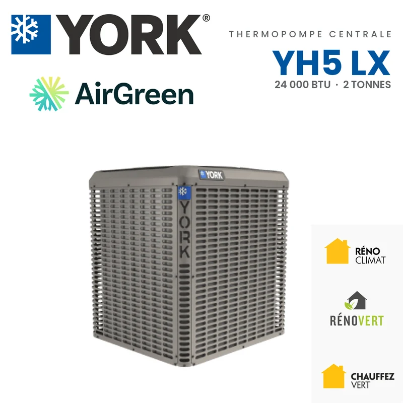 Thermopompe Centrale YORK YH5 LX 15.2 SEER2, 2-stage | 2 Tonnes