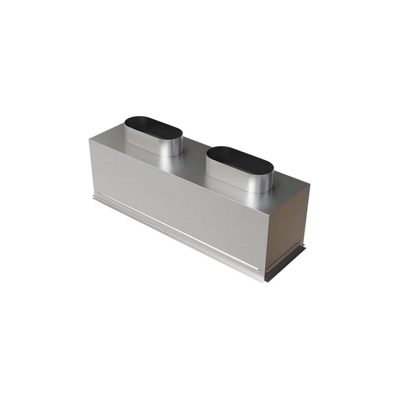 Plénum acier isolé de 600 x 200 mm avec 2 piquages arrières de diamètre 160 mm