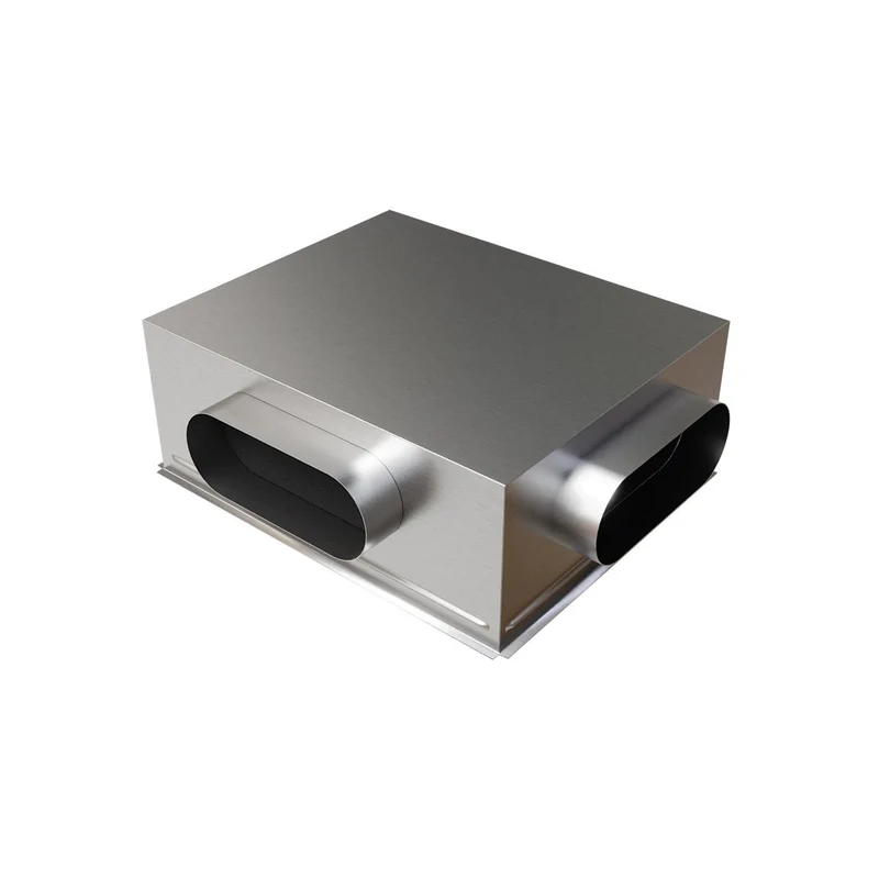 Plénum acier isolé de 500 x 400 mm avec 3 piquages latéraux de diamètre 200 mm