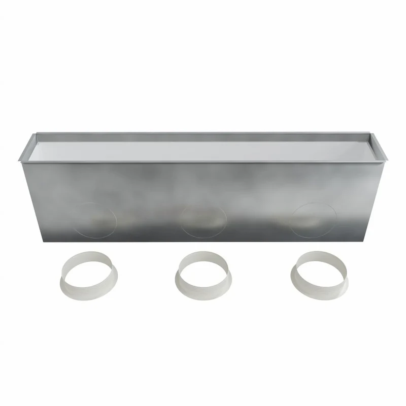 Plénum soufflage acier pour grille linéaire de 1000x150 mm
