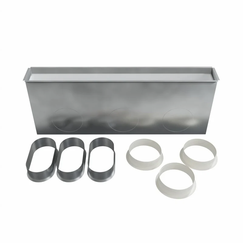 Plénum soufflage acier pour grille linéaire de 800x100 mm