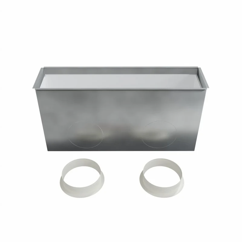 Plénum soufflage acier pour grille linéaire de 600x150 mm