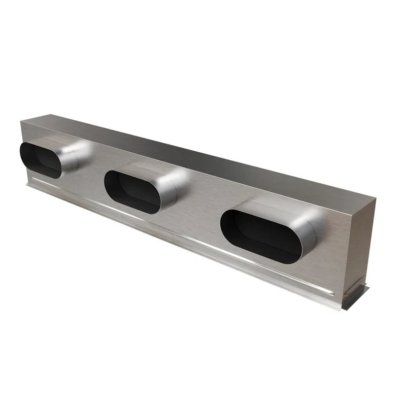 Plénum acier isolé pour grille de soufflage 1000 x 100 mm - 3 piquages latéraux