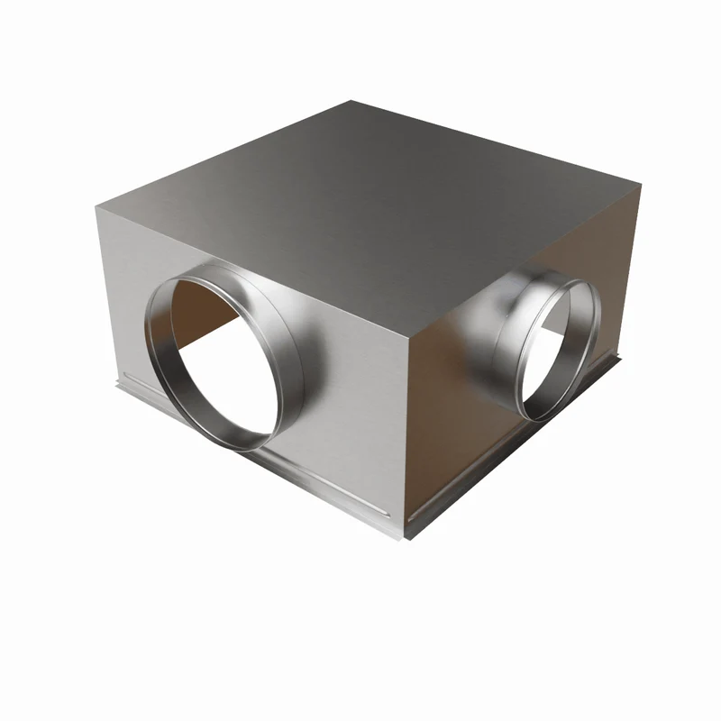 Plénum acier pour grille de reprise 600x600 mm - 2 piquages latéraux Ø 200 + 1x Ø 250 mm