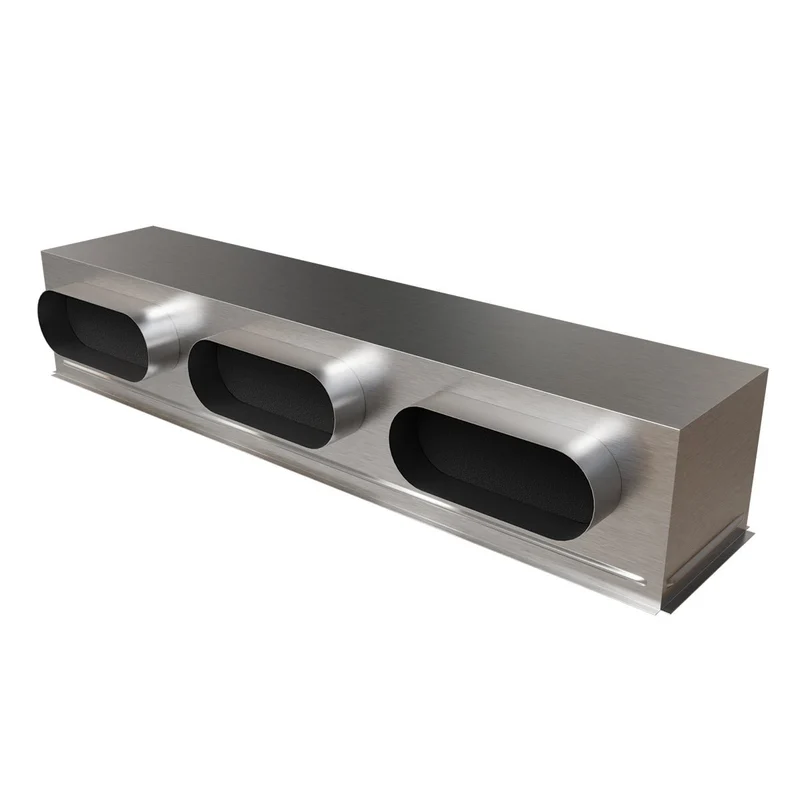 Plénum acier isolé pour grille de soufflage 1000 x 200 mm - 3 piquages latéraux