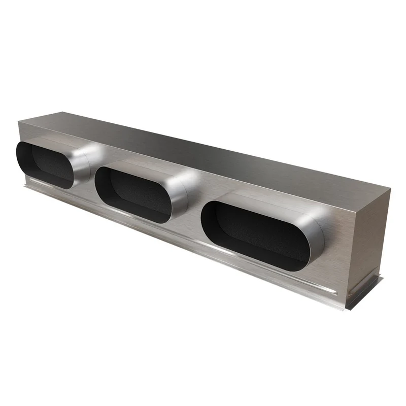 Plénum acier isolé pour grille de soufflage 1000 x 150 mm - 3 piquages latéraux