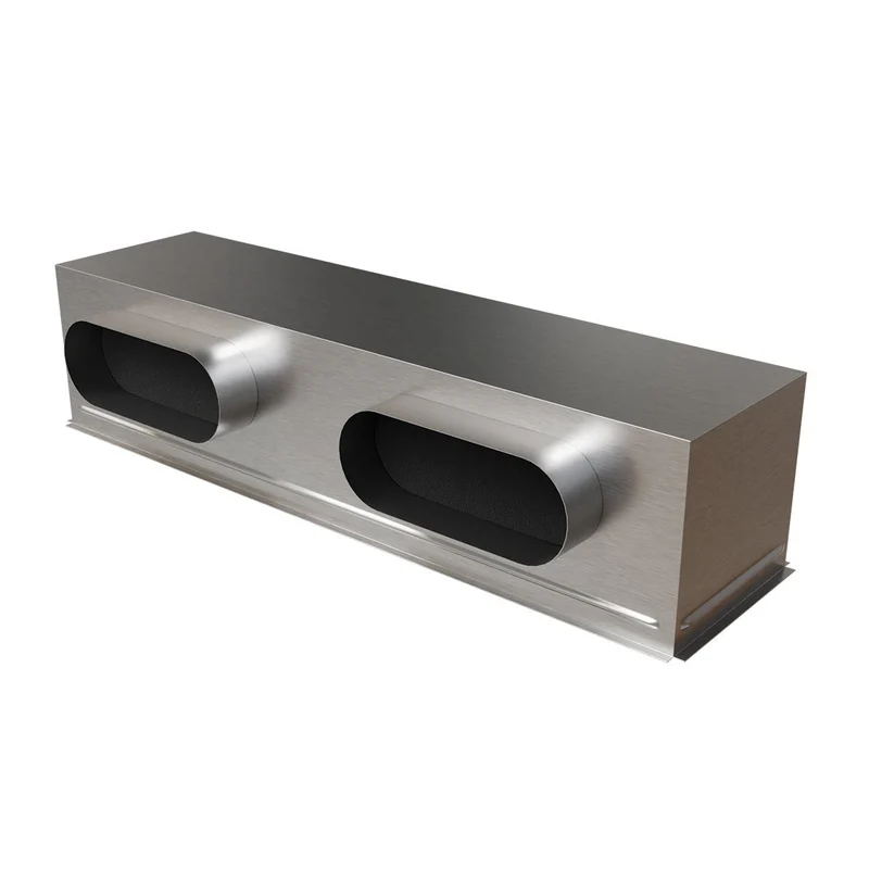 Plénum acier isolé pour grille de soufflage 800 x 200 mm - 2 piquages latéraux