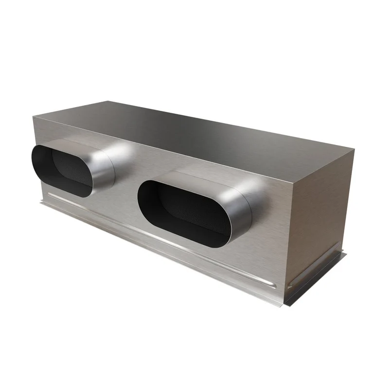 Plénum acier isolé pour grille de soufflage 600 x 200 mm - 2 piquages latéraux