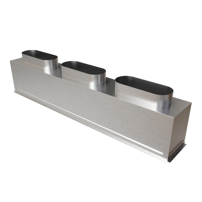 Plénum acier isolé pour grille de soufflage 1000 x 150 mm - 3 piquages arrière