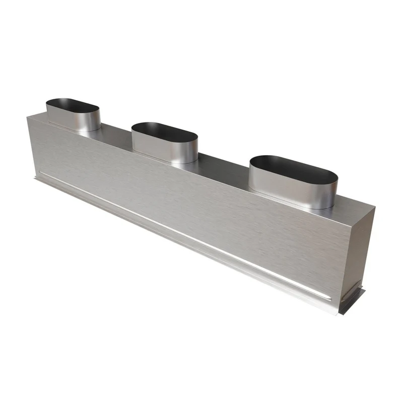 Plénum acier isolé pour grille de soufflage 1000 x 100 mm - 3 piquages arrière