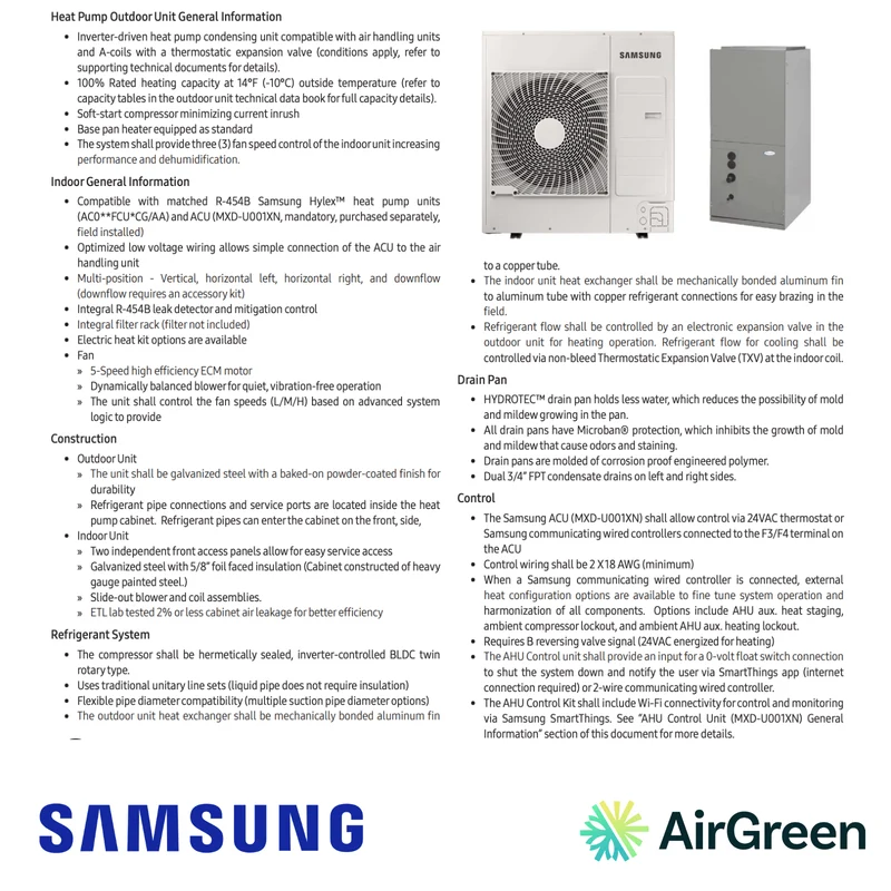 Thermopompe Centrale SAMSUNG Hylex Standard | 3 Tonnes - Montréal