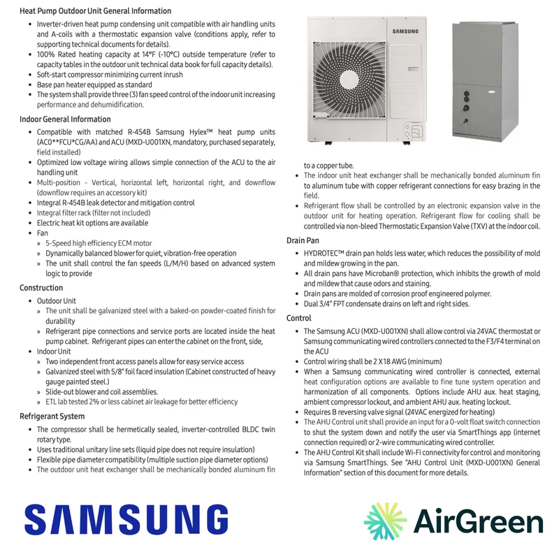 Thermopompe Centrale SAMSUNG Hylex Standard | 2 Tonnes - Montréal
