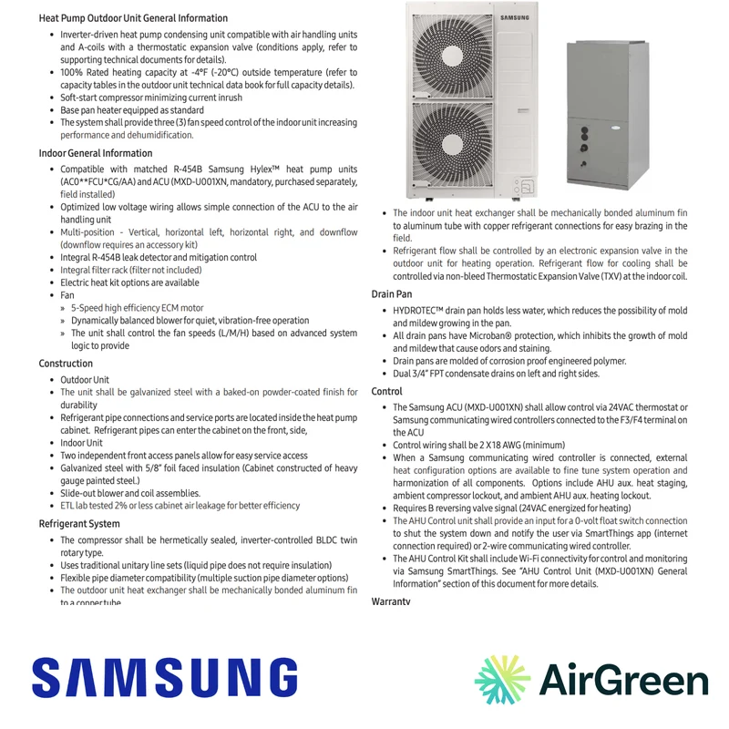 Thermopompe Centrale SAMSUNG Hylex Premium | 3 Tonnes - 36000 BTU
