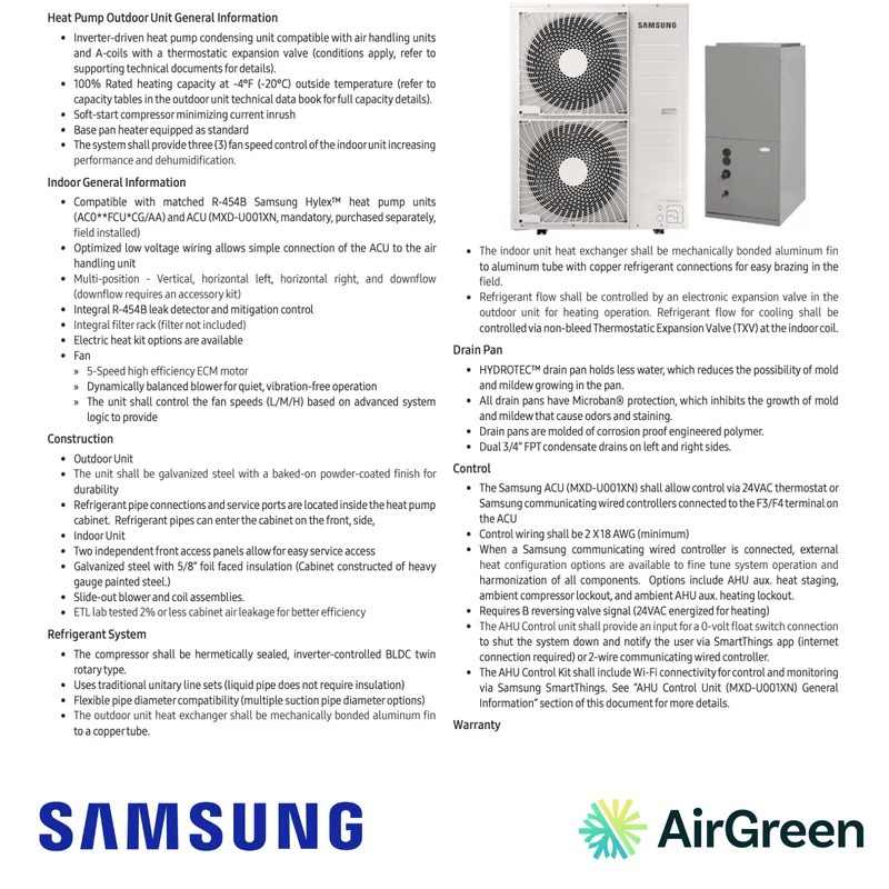 Thermopompe Centrale SAMSUNG Hylex Premium | 2 Tonnes - 24000 BTU