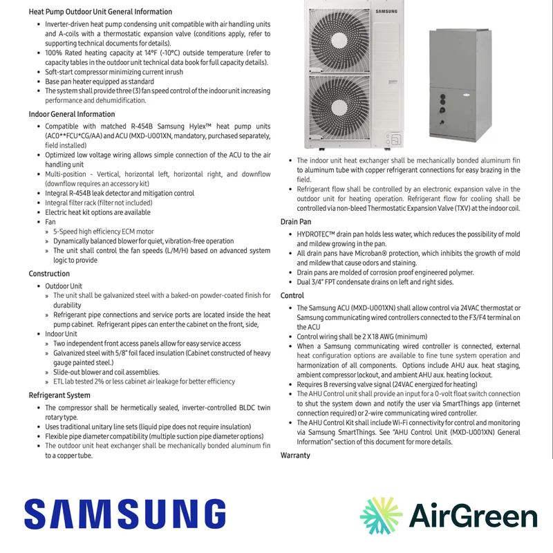 Thermopompe Centrale SAMSUNG Hylex Premium | 5 Tonnes - 60000 BTU