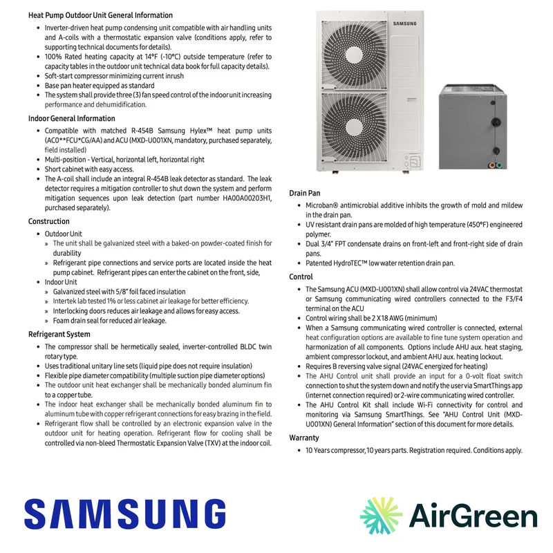 Thermopompe Centrale "ADD ON" SAMSUNG Hylex Premium | 5 Tonnes - 60000 BTU