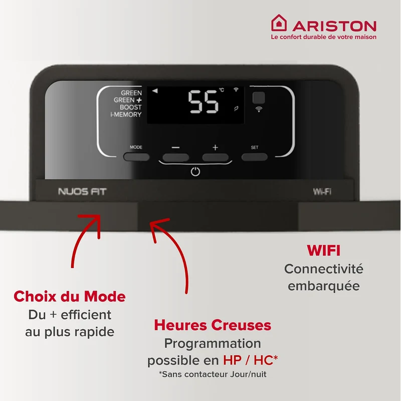 Chauffe-eau thermodynamique au sol Ariston Nuos Fit S2 Wi-Fi 250 L FS