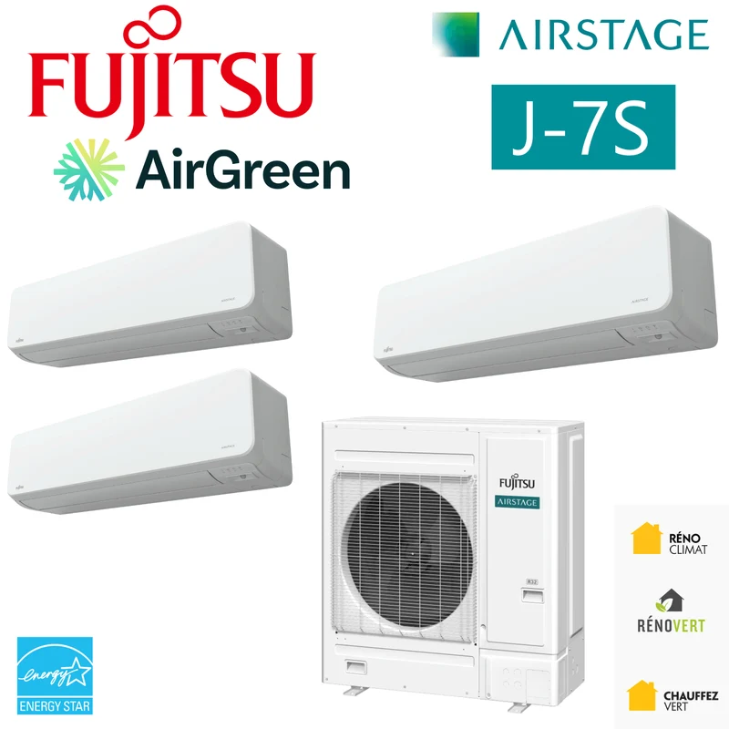FUJITSU AIRSTAGE J-7S Mini-VRF | 24000 BTU - 3 Zones R32