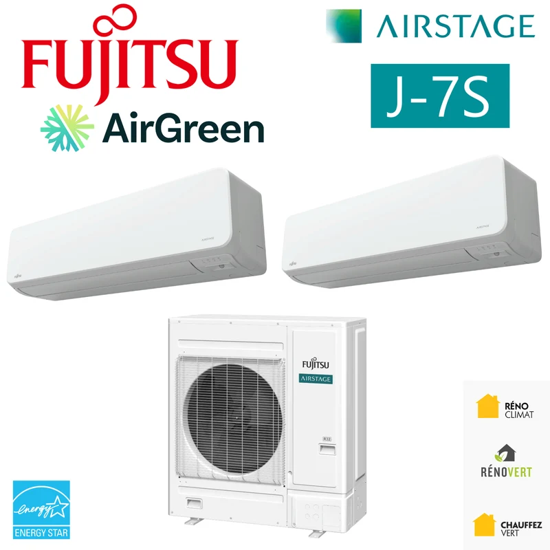 FUJITSU AIRSTAGE J-7S Mini-VRF | 24000 BTU - 2 Zones R32